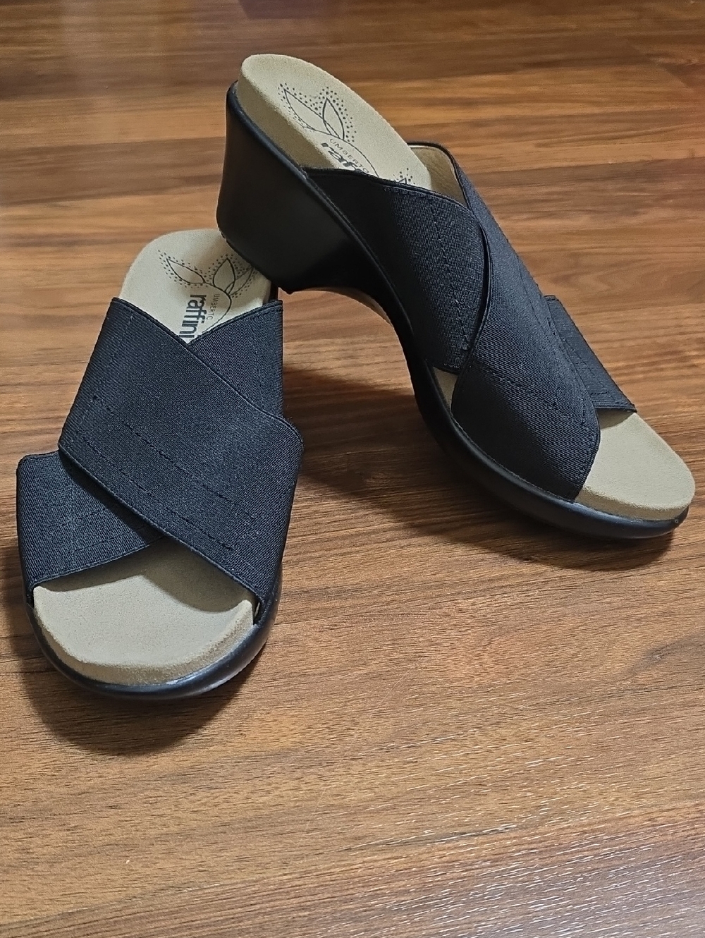 Umberto Raffini Black Crisscross Slide Sandals